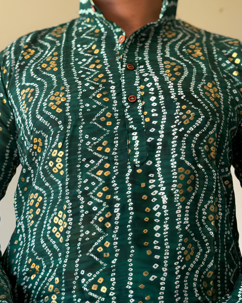 Green Bandhani Men Kurta