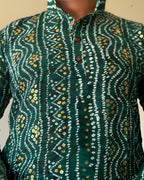 Green Bandhani Men Kurta