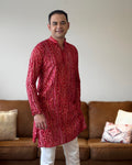 Red Bandhani Kurta