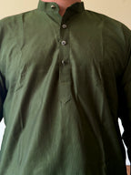 Green Plain Men Kurta