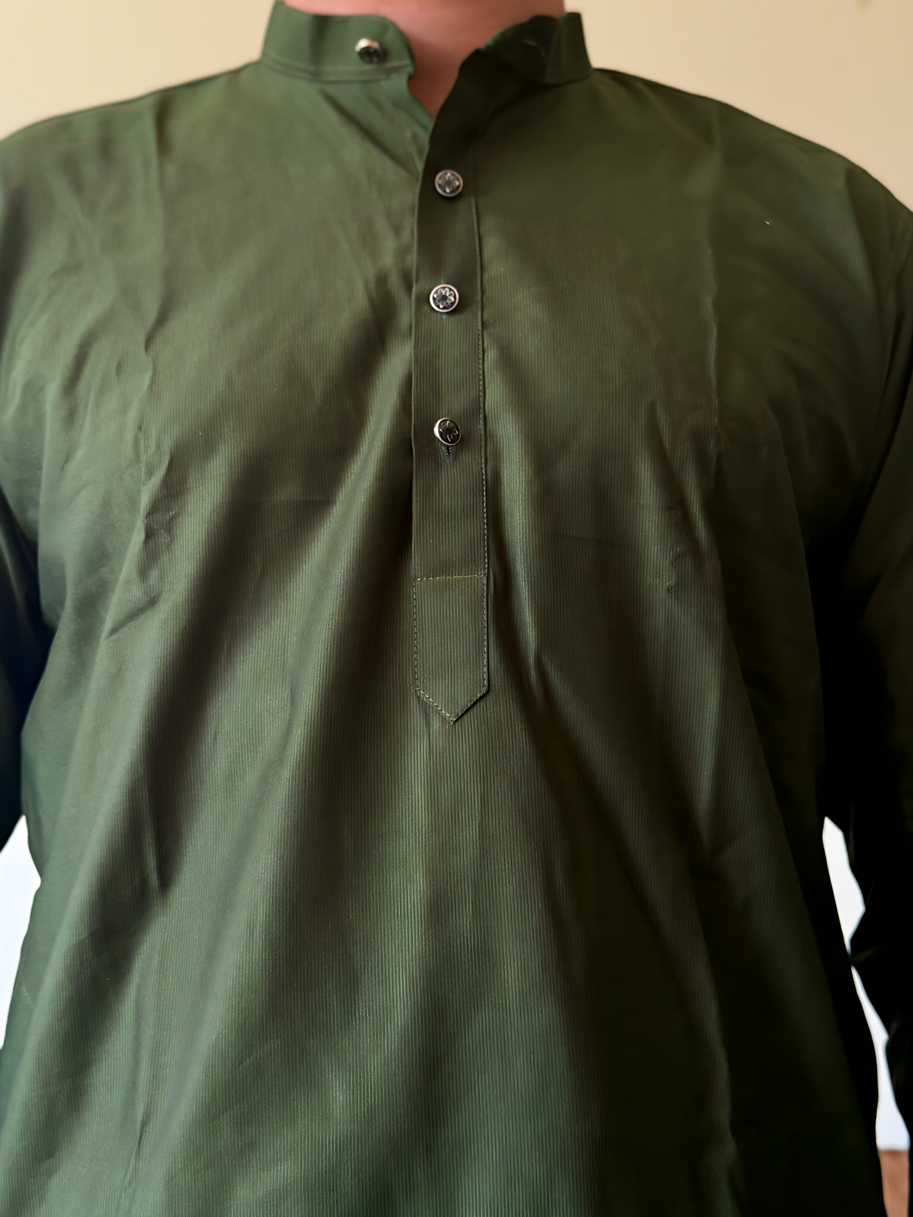Green Plain Men Kurta
