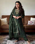 Green Mul Chanderi Kurta Set for Women