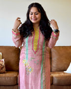 Dhwani wearing Pastel Pink Printed Suit available in Canada and USA