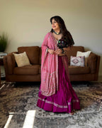 Black & Purple Chaniya Choli with Pink Dupatta – 18 Metre Gher