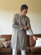 Grey Linen Men Kurta