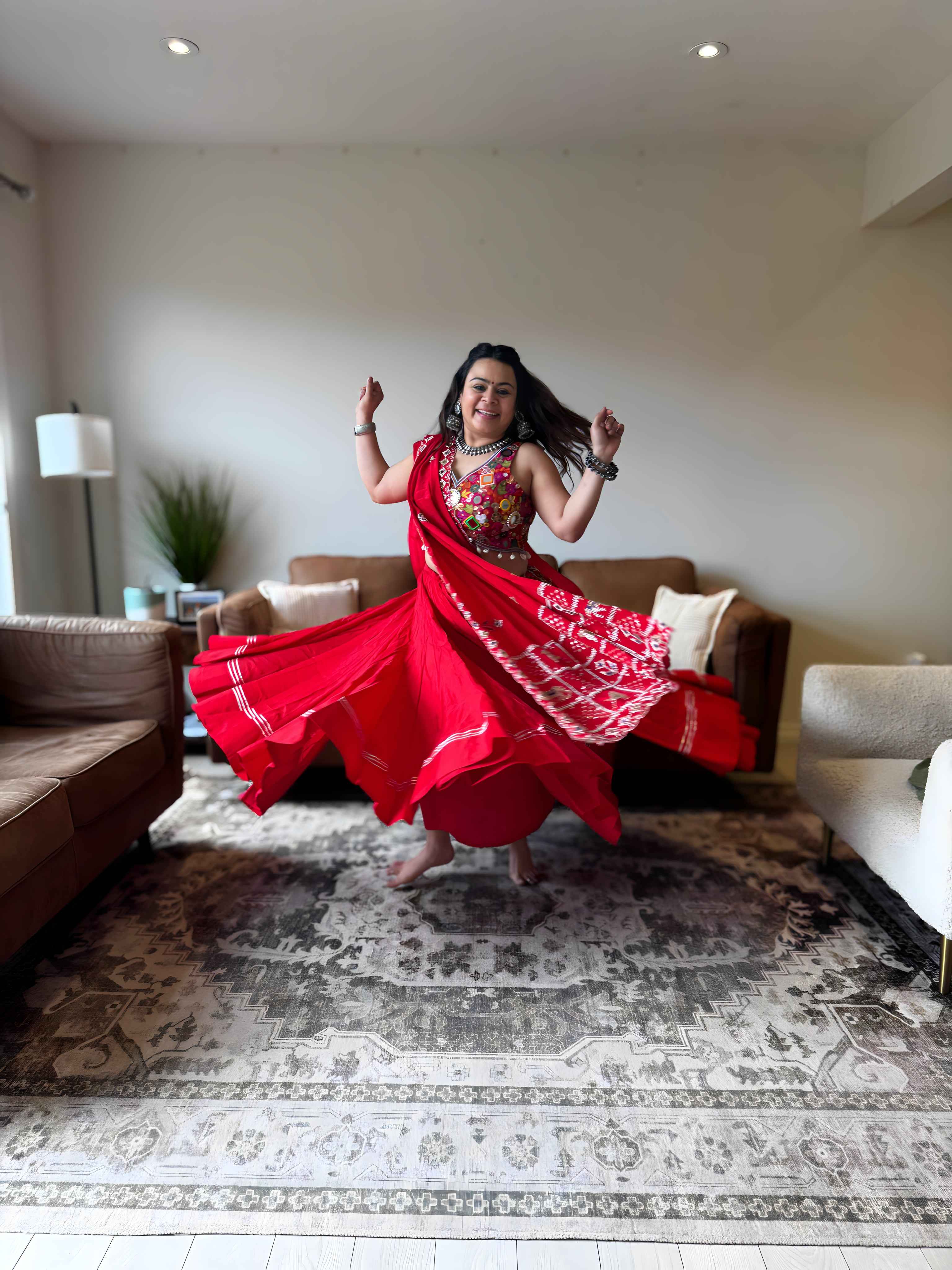 Red Gamthi Chaniya Choli with Vintage Dupatta | 18M Gher