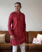 Red Bandhani Kurta