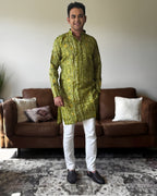 Light Green Bandhani Men Kurta