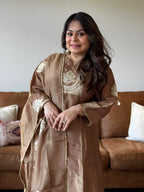 Copper Shimmer Glass Tissue Kurta Set for Women