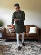Green Work Men Kurta