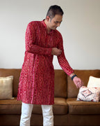 Red Bandhani Kurta