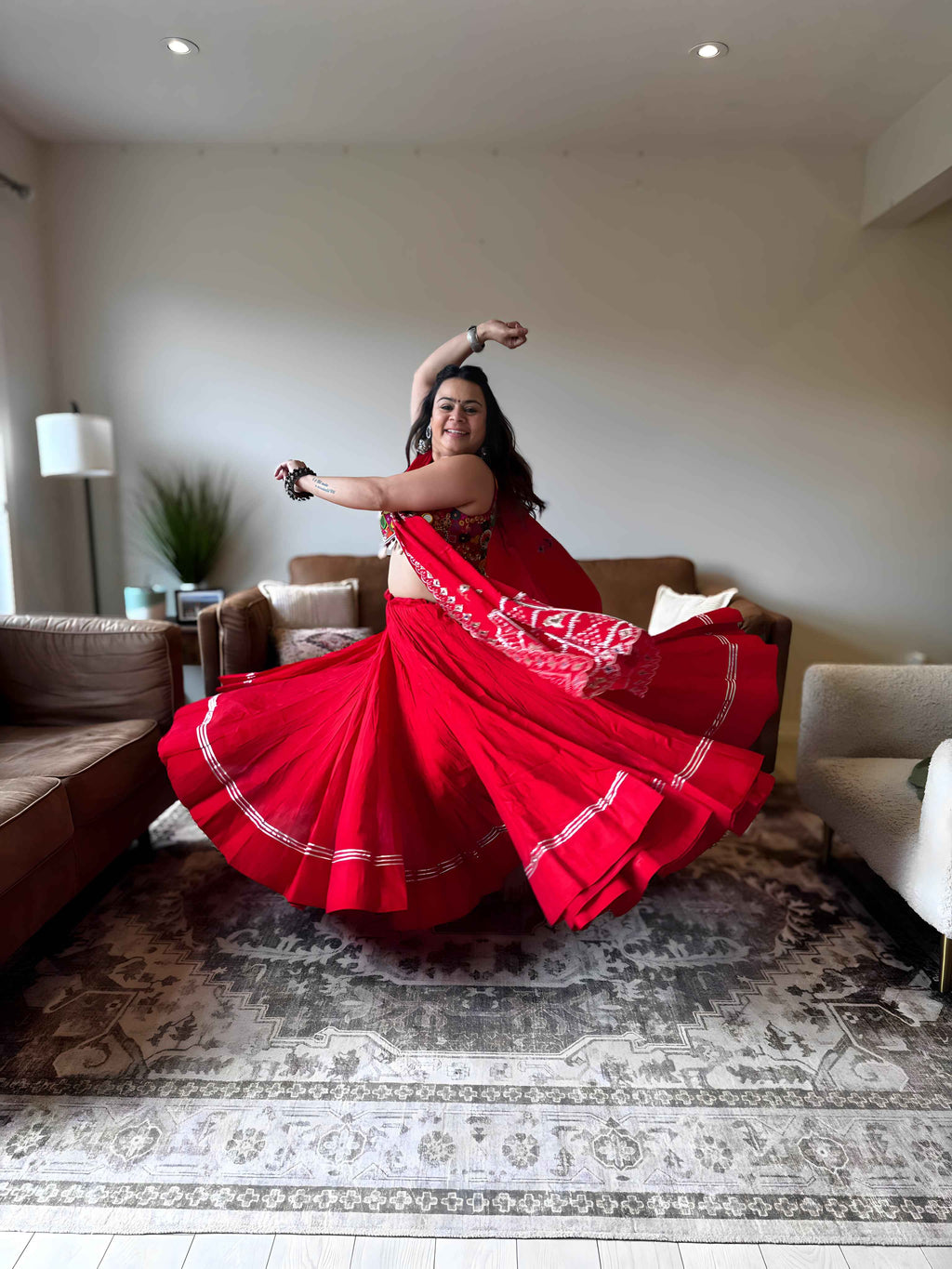 Red Gamthi Chaniya Choli with Vintage Dupatta | 18M Gher