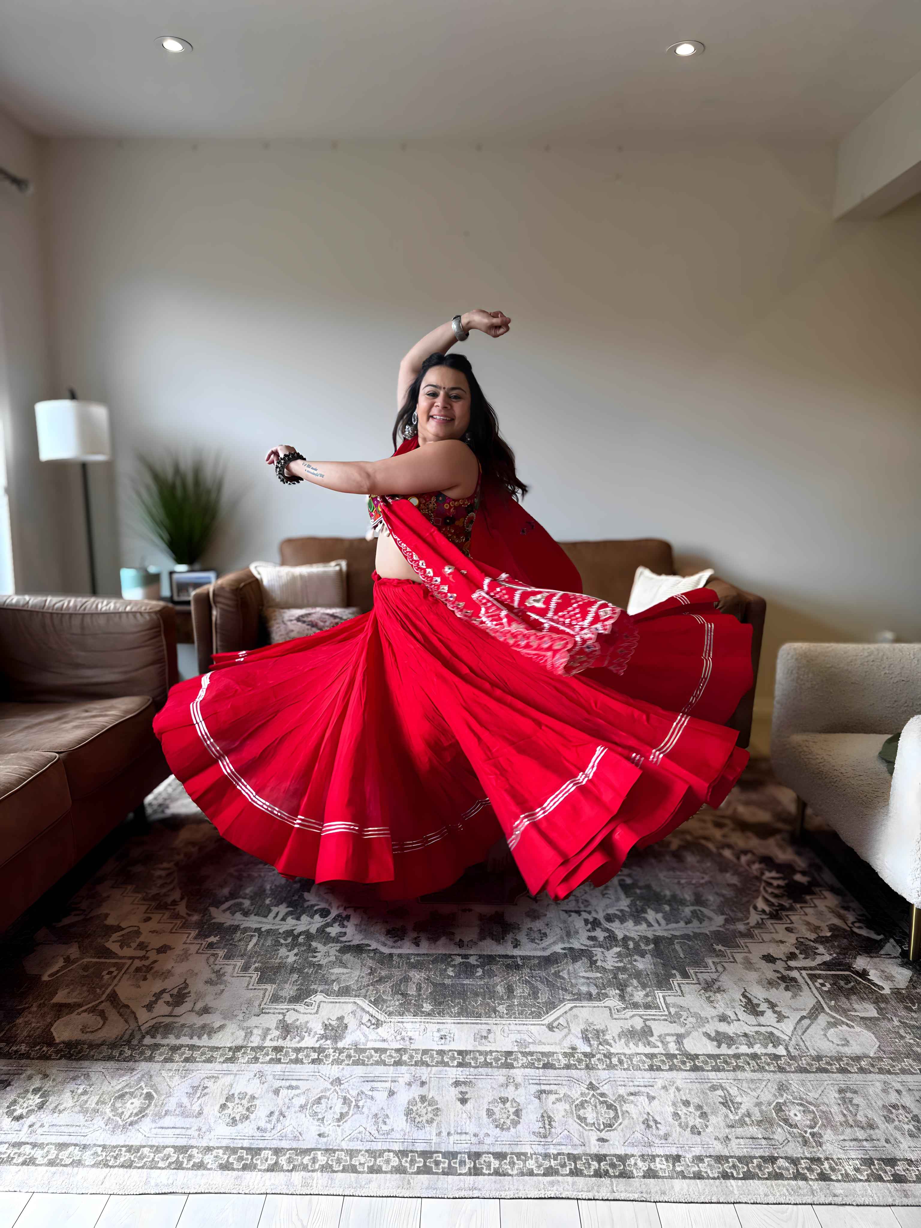 Red Gamthi Chaniya Choli with Vintage Dupatta | 18M Gher