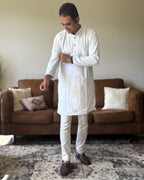 White Chikankari Men Kurta