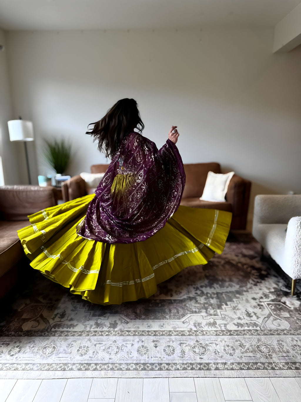 Green Gamthi Chaniya Choli 18M Gher with Vintage Dupatta