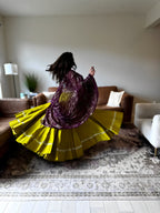 Green Gamthi Chaniya Choli 18M Gher with Vintage Dupatta