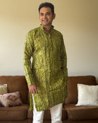 Light Green Bandhani Men Kurta