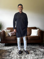 Black Plain Men Kurta