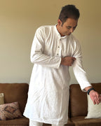 White Chikankari Men Kurta