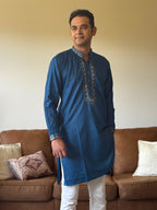 Blue Work Men Kurta