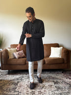 Black Plain Men Kurta