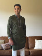Green Work Men Kurta