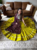 Green Gamthi Chaniya Choli 18M Gher with Vintage Dupatta