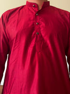 Red Plain Men Kurta