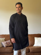 Black Plain Men Kurta
