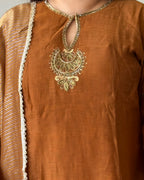 Brown Mul Chanderi Kurta